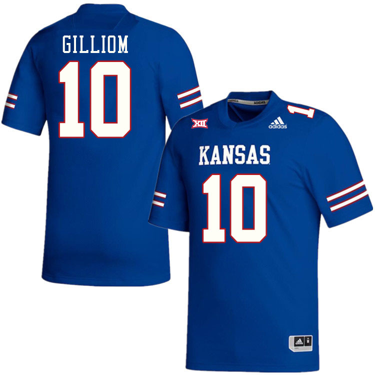 Men #10 Jayson Gilliom Kansas Jayhawks College Football Jerseys Stitched Sale-Royal